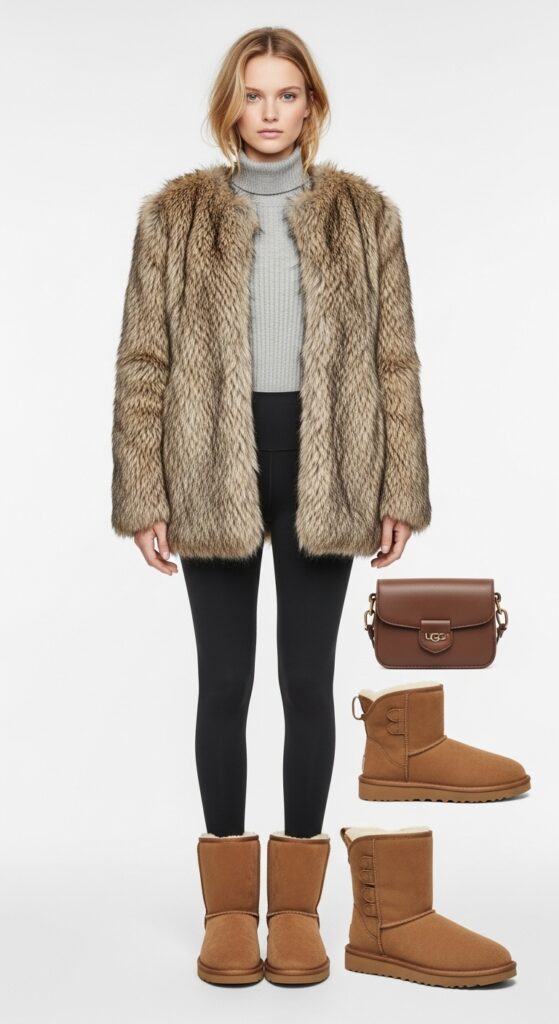 Glam with a Twist UGG Boots + Faux Fur Coat