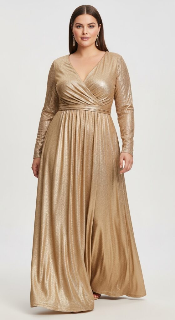 Gold Shimmer Wrap Gown