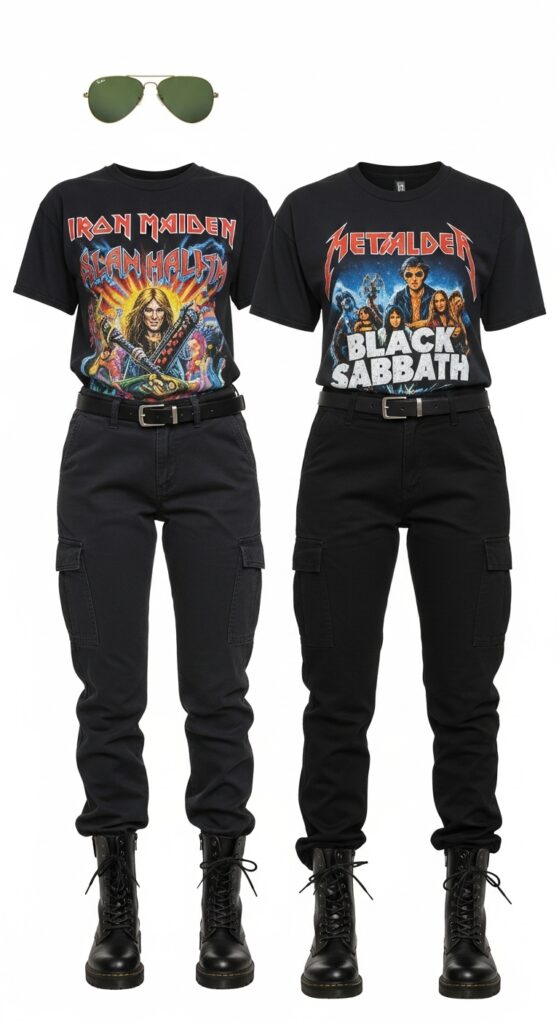 Metal Concert Outfit Ideas 3 Graphic Tee and Cargo Pants