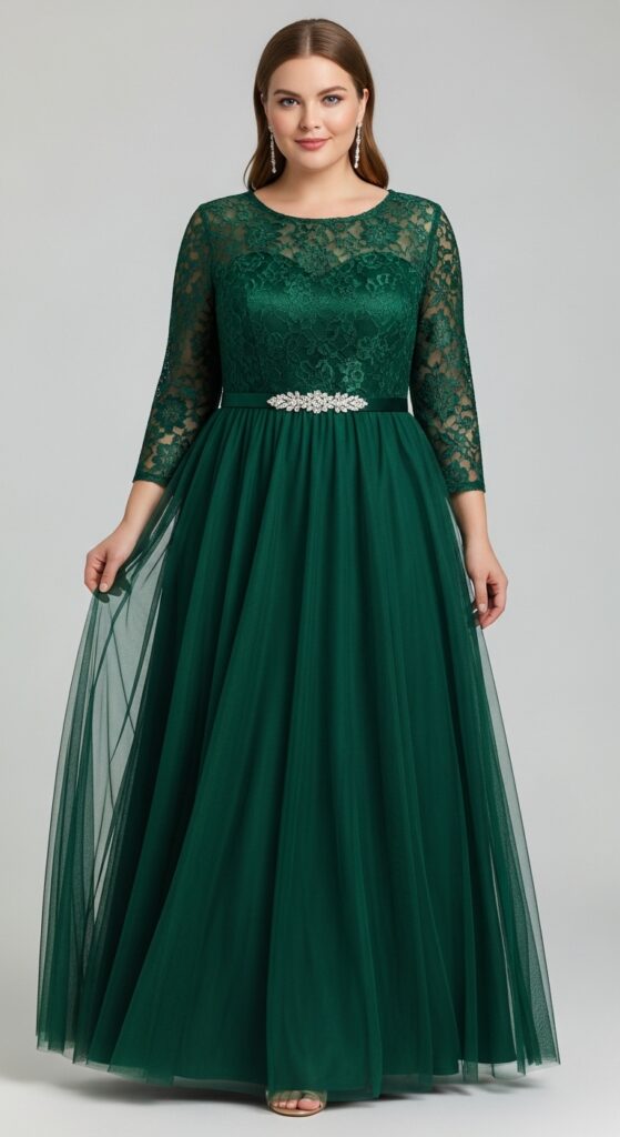 Green Tea-Length Elegance