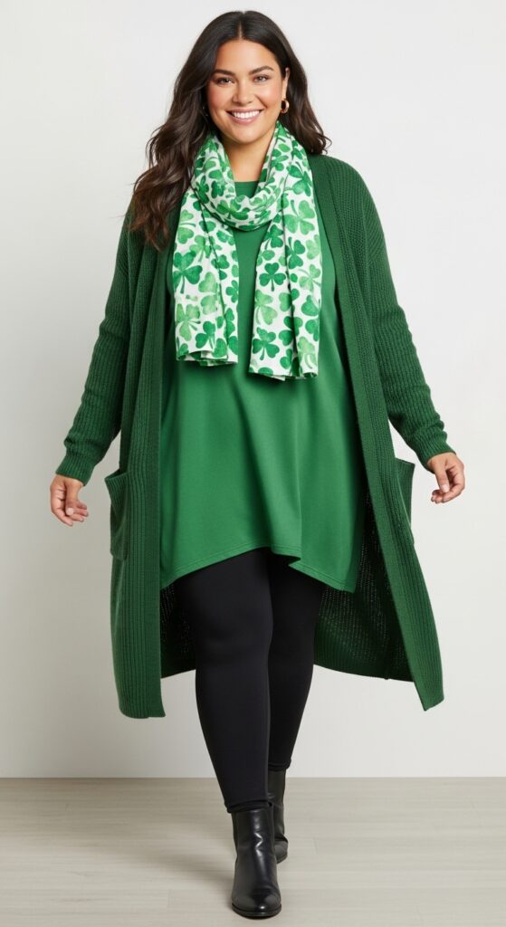 12 Chic Plus-Size St. Patrick’s Day Outfits You’ll Love 12 Green Tunic and Leggings Cozy and Comfortable
