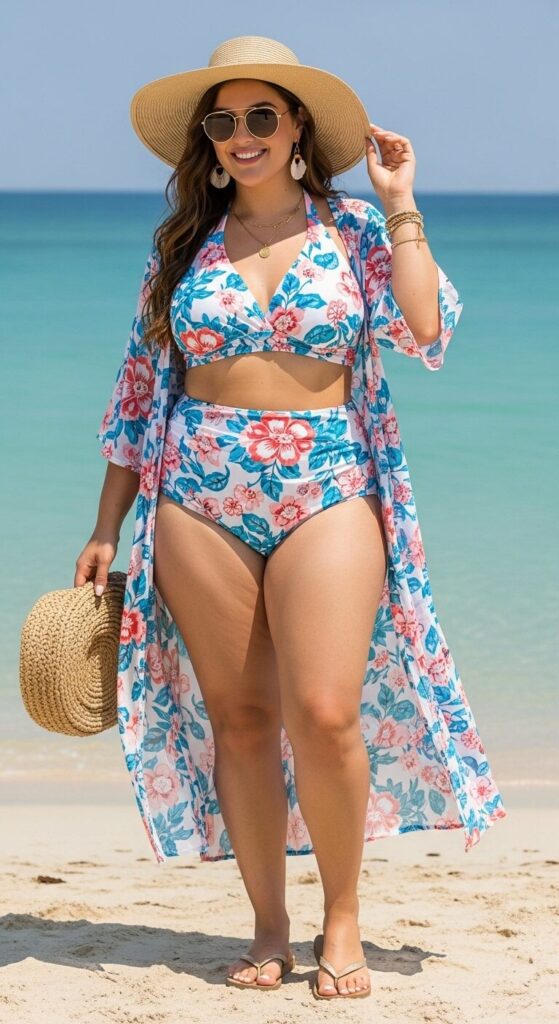 11 Stunning Plus Size Spring Break Outfits to Turn Heads 5 High-Waisted Bikini & Cover-Up