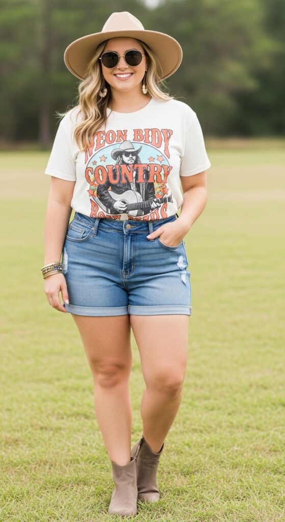 High-Waisted Shorts and a Graphic Tee