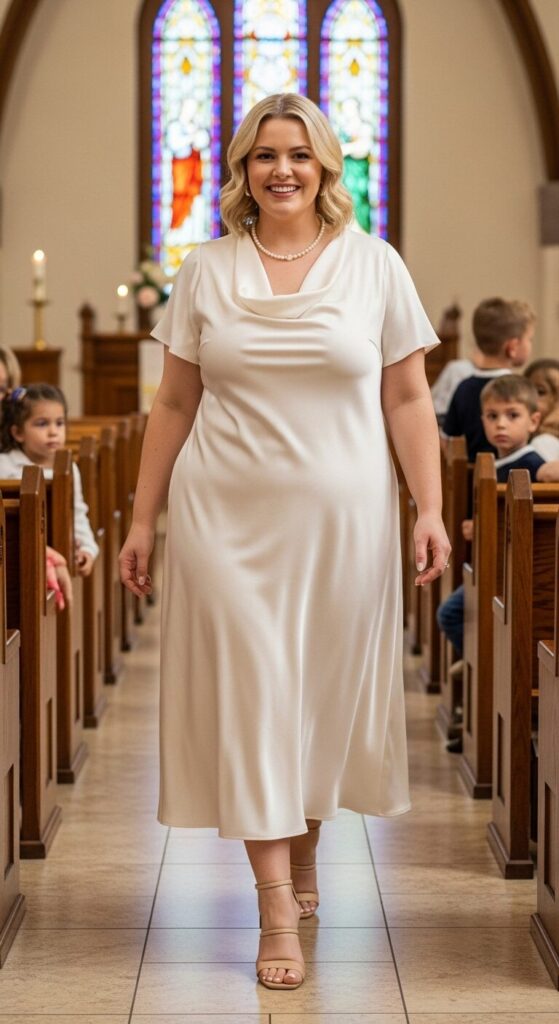 Ivory Silk Blend Dress for Sunday Serenity