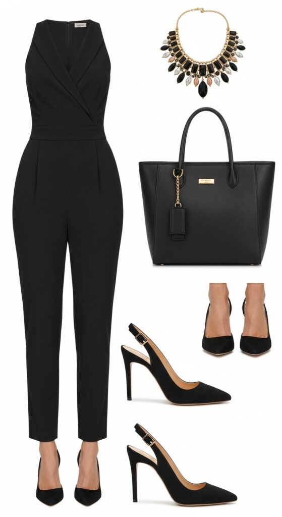 Jumpsuit and Statement Necklace