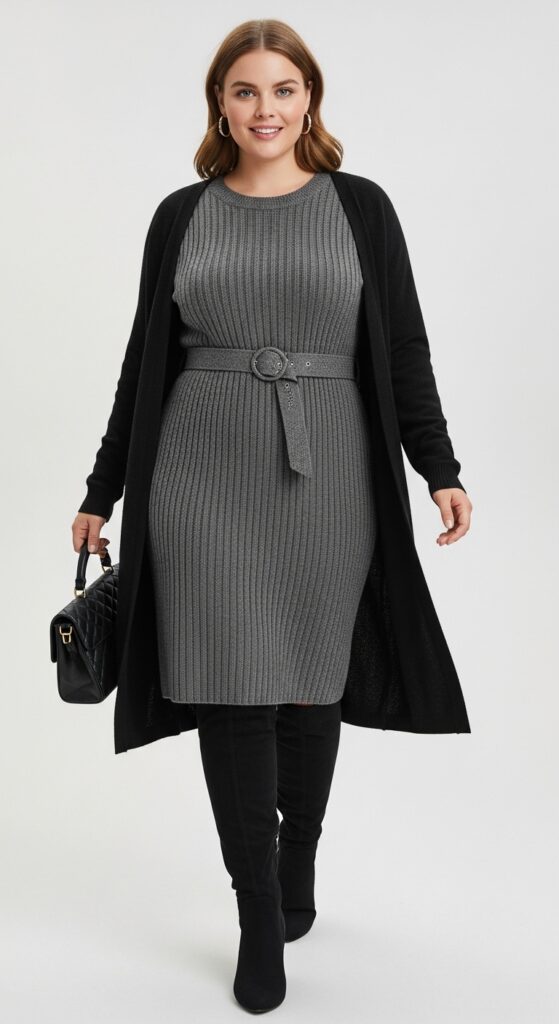 24 Plus Size Winter Business Casual Outfits: Work & Office 25 Knit Dress Knockout