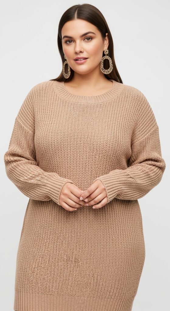Knit Sweater Dress and Statement Earrings