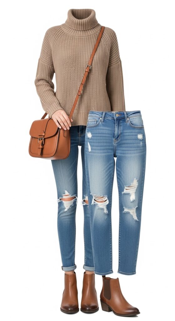 Knit Sweater and Ripped Jeans