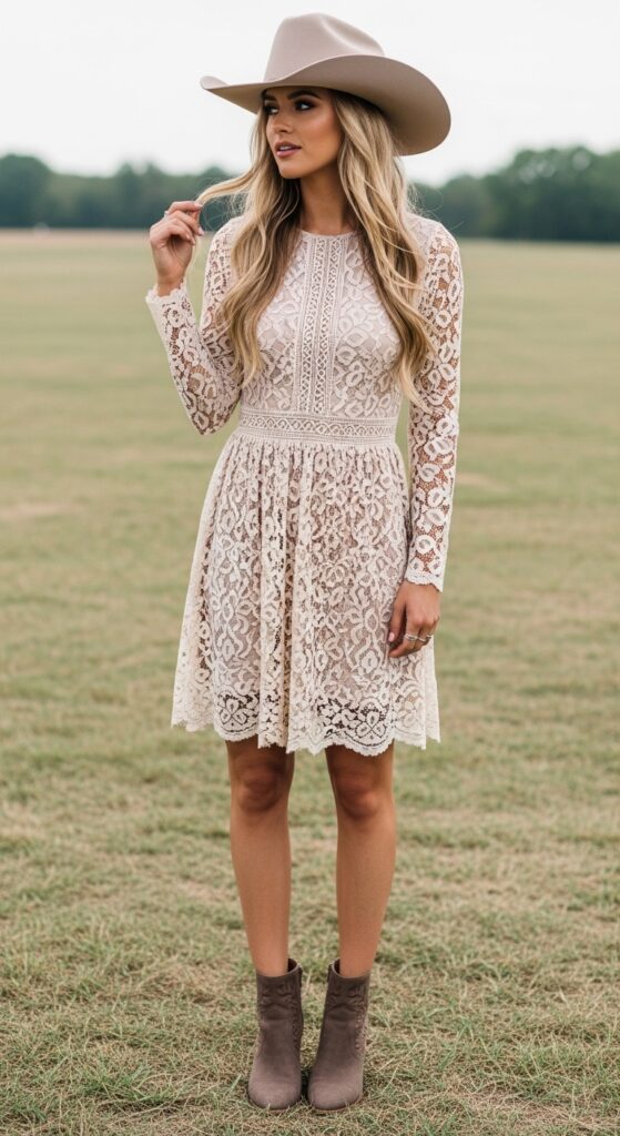 Lace Dress and Cowboy Hat