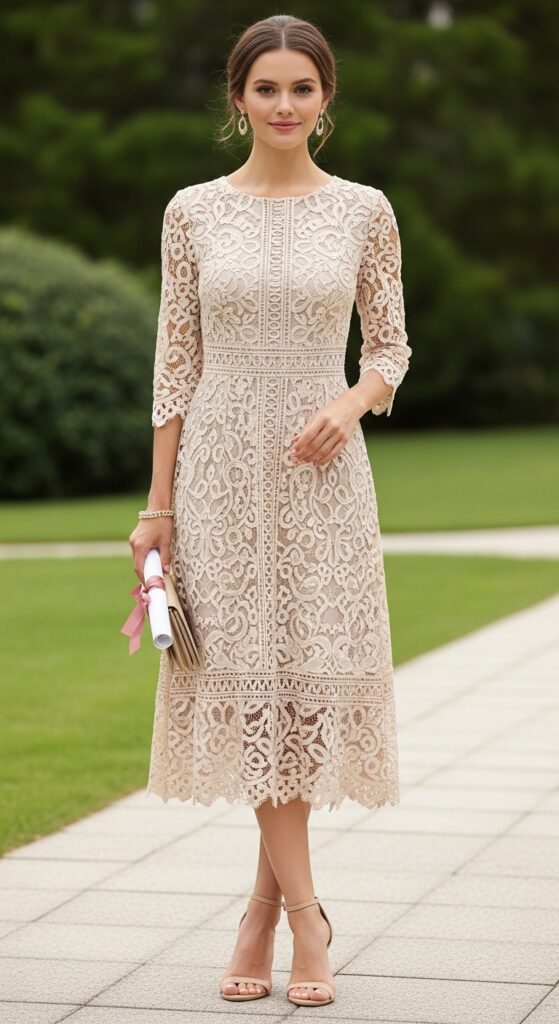 14 Graduation Outfit Ideas to Make Your Day Extra Special 8 Lace Dress for a Timeless Look