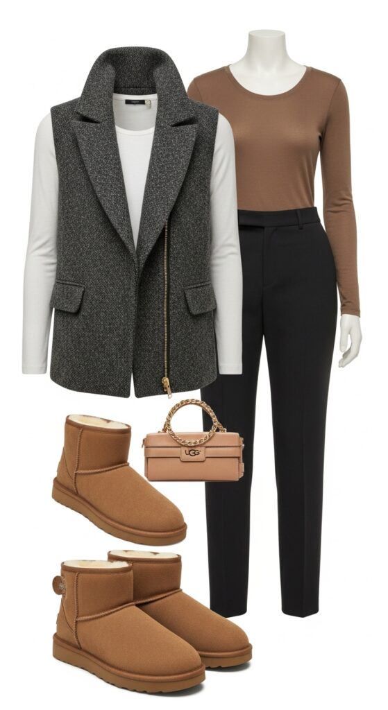 Layered Chic UGGs + Wool Vest