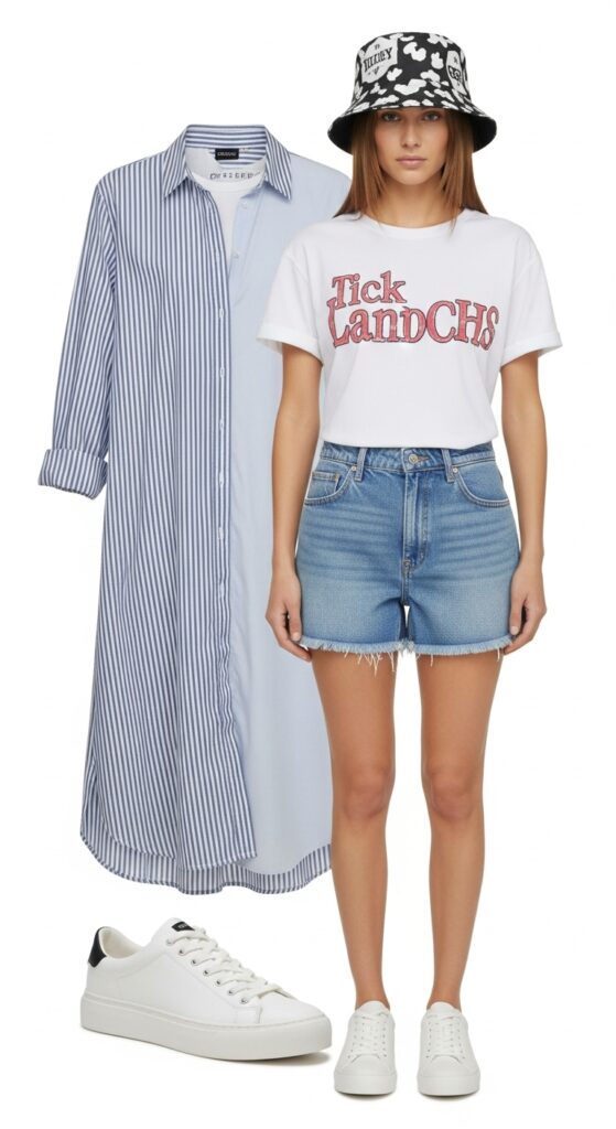 15 Chic White Sneaker Outfits to Elevate Your Everyday Style 16 Layered Shirt Dress Look