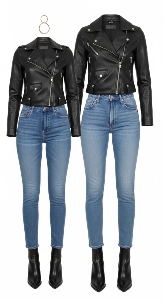 Leather Jacket and High-Waisted Jeans