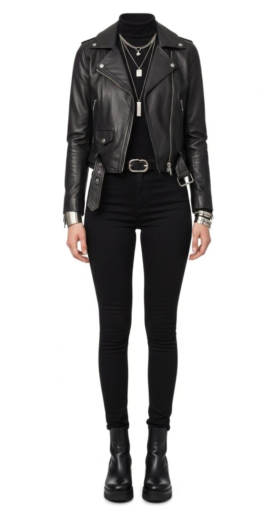 Metal Concert Outfit Ideas 6 Leather Jacket and Skinnies