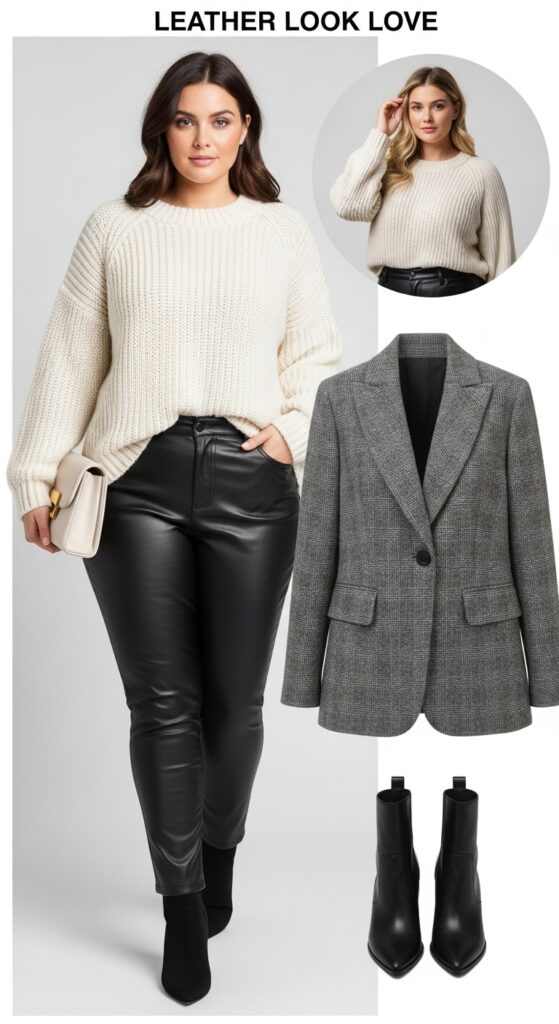 24 Plus Size Winter Business Casual Outfits: Work & Office 22 Leather Look Love