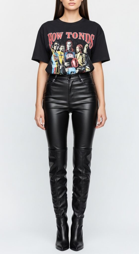 How to Wear Knee High Boots: 18 Stylish Outfit Ideas You’ll Love 14 Leather Pants and Knee-High Boots