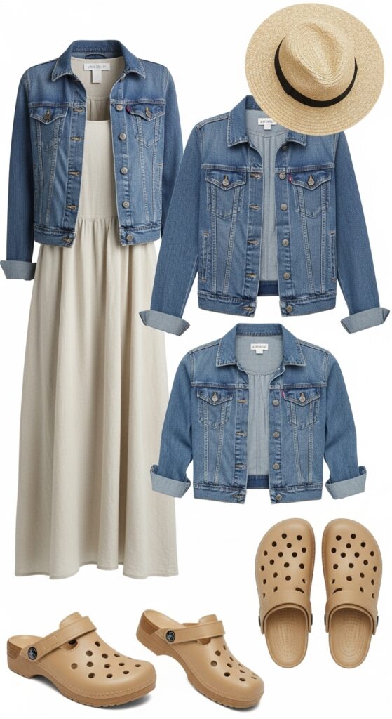 Linen Dress and Denim Jacket