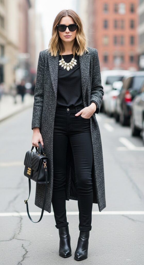 Long Coat and Black Jeans