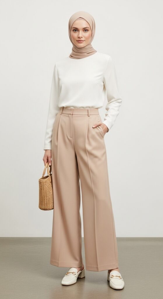 Long Sleeve Blouse and Wide-Legged Trousers