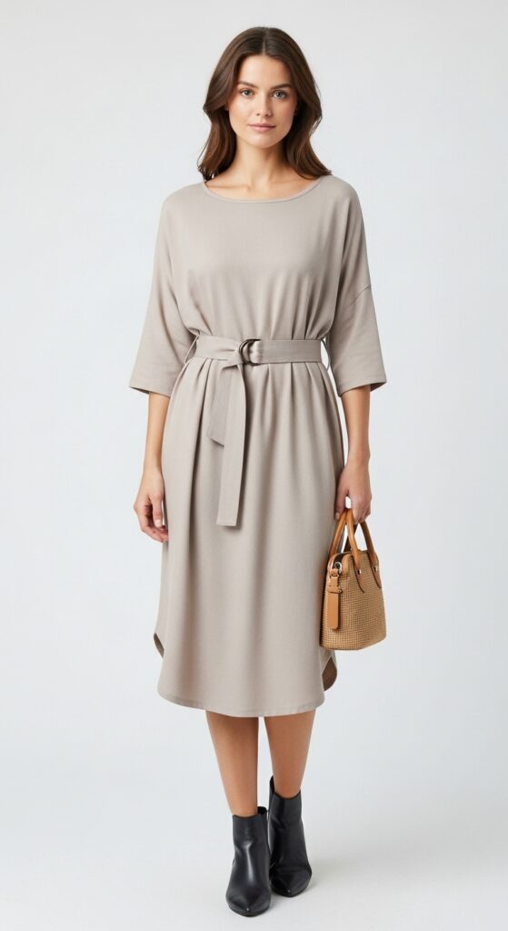 Loose-Fitting Dress and Belt