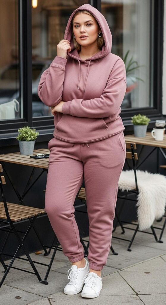Mauve Hoodie and Joggers for Casual Coffee Dates