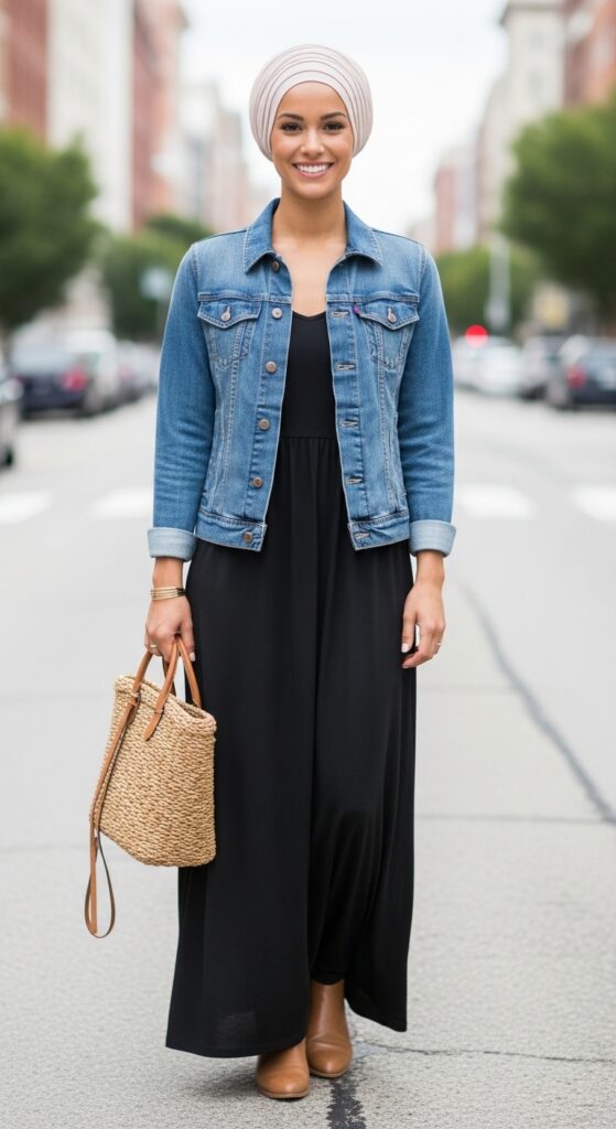 Maxi Dress and Denim Jacket