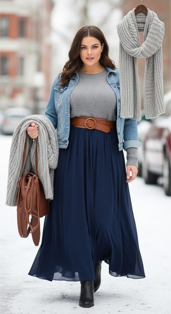 24 Plus Size Casual Winter Fashion Outfits That Celebrate Your Curves 12 Maxi Skirt Magic