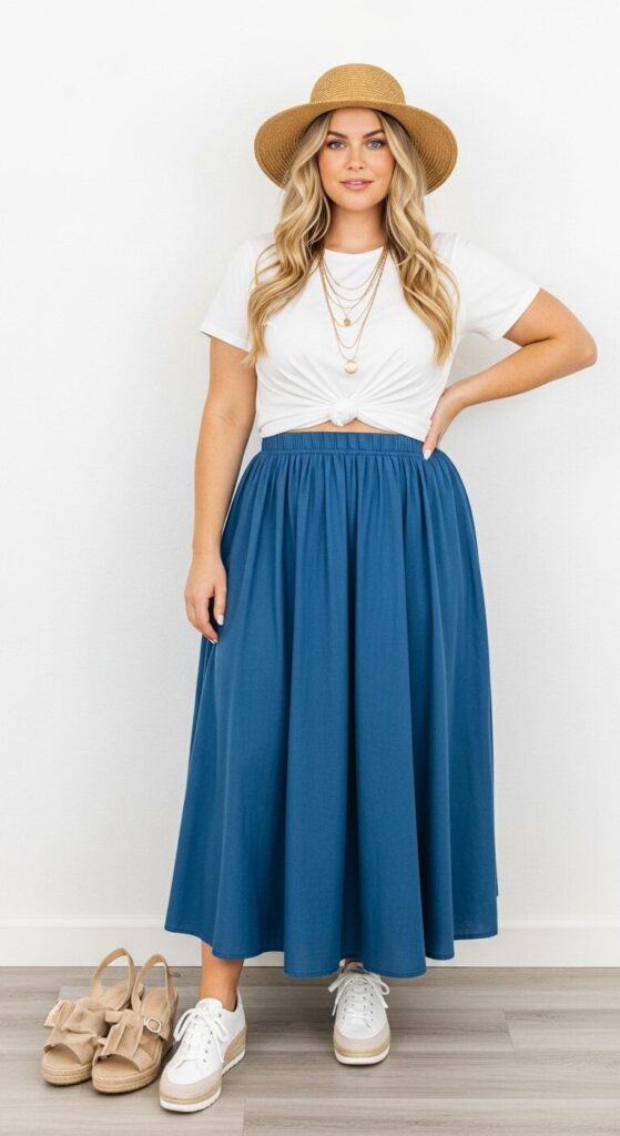 Maxi Skirt & Tucked-In T-Shirt