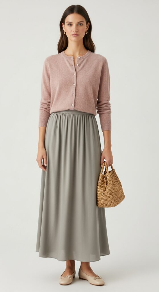 Maxi Skirt and Button-Up Cardigan