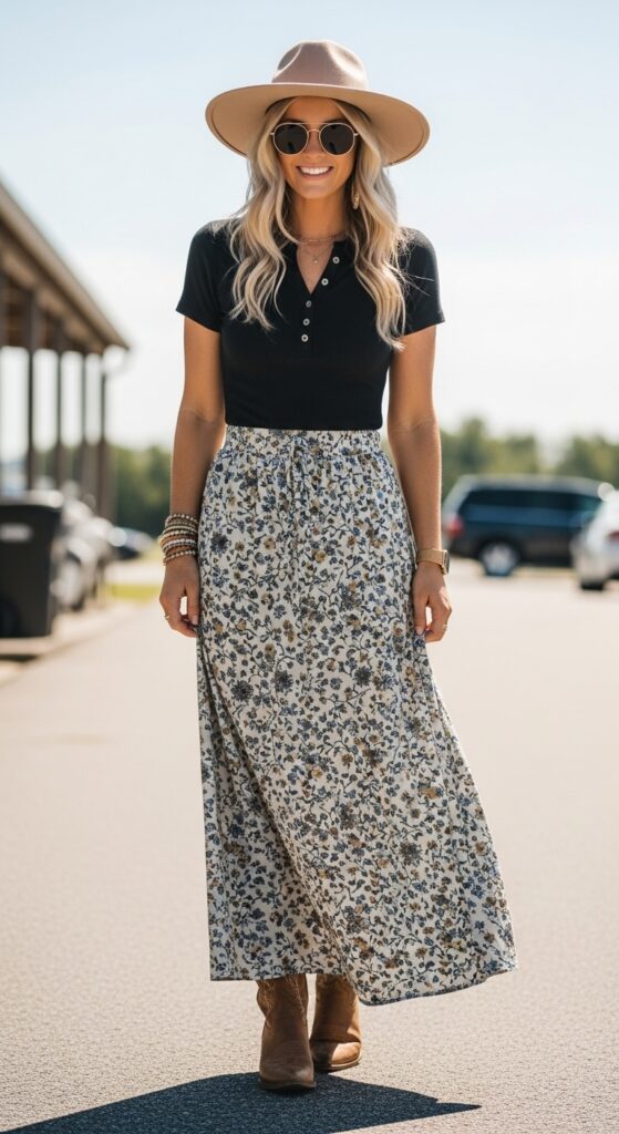 Maxi Skirt and Fitted Shirt