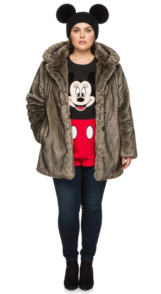 Mickey Mouse-Inspired Faux Fur Coat
