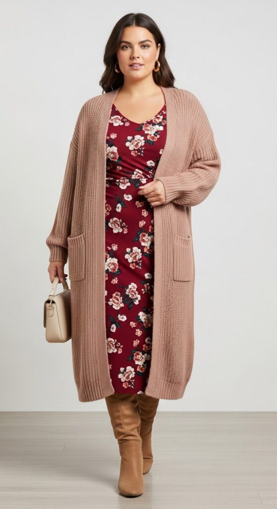 Midi Dress & Long Cardigan