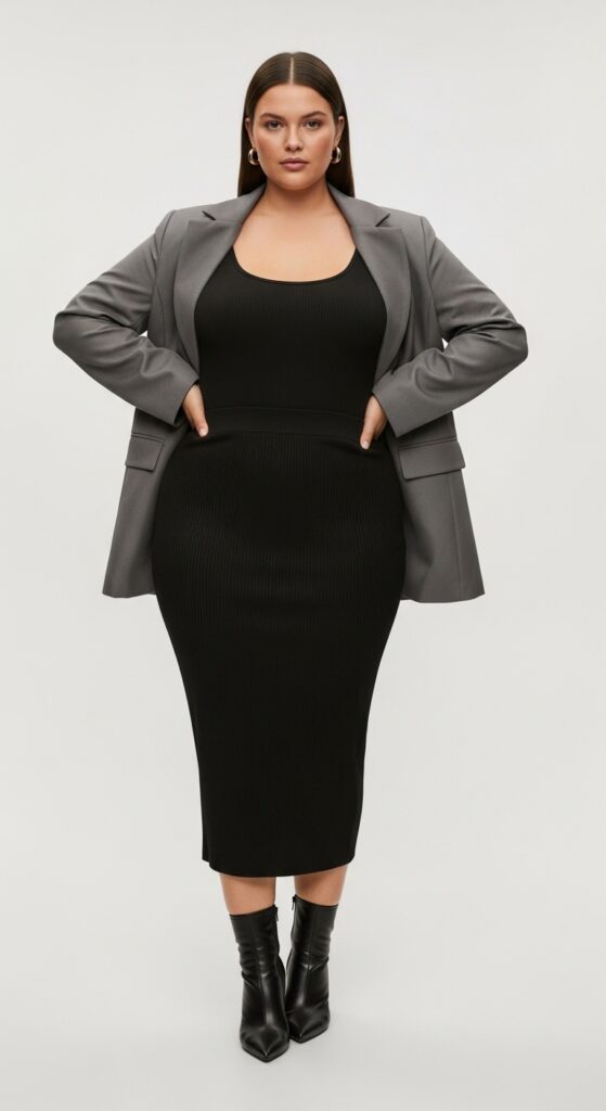 Midi Skirt, Bodysuit, and Blazer