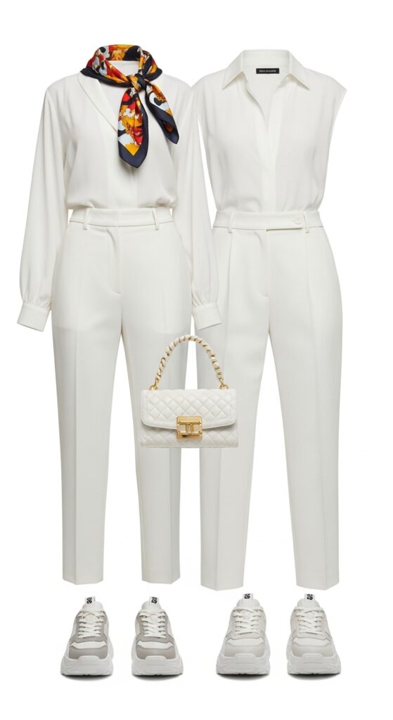 20 Bold Chunky Sneaker Outfits for a Standout Look 15 Monochrome All-White Outfit