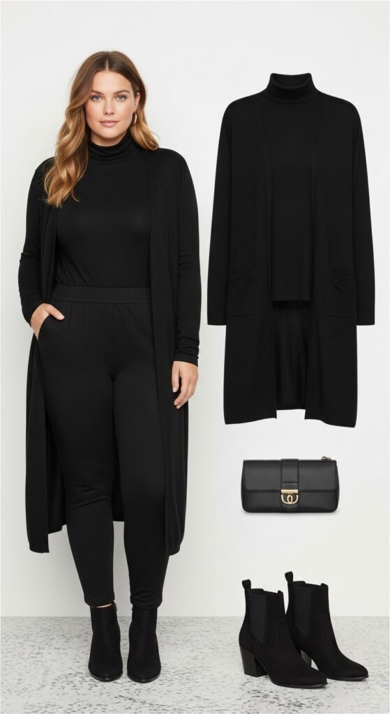 24 Plus Size Winter Business Casual Outfits: Work & Office 16 Monochrome Moment