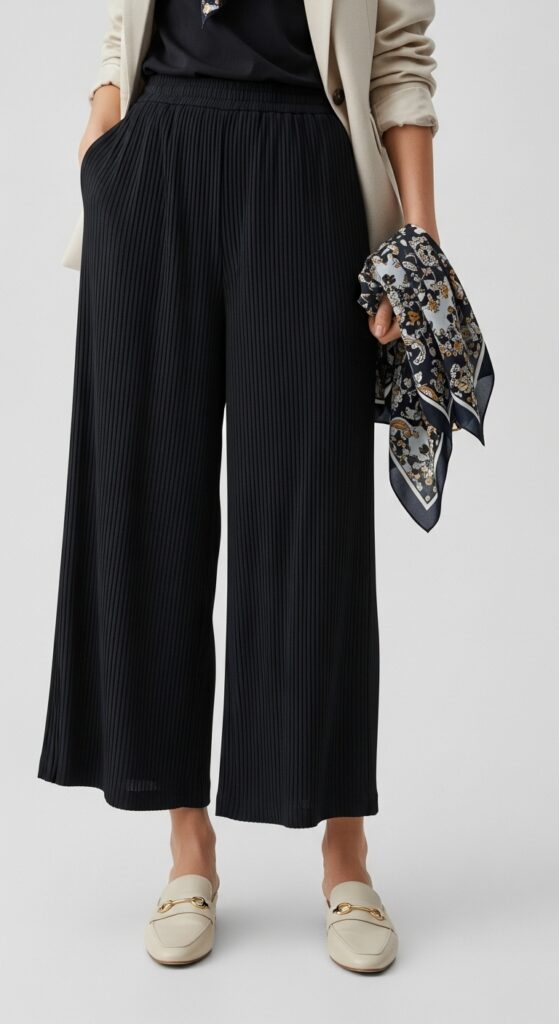 12 Perfect Footwear Styles to Pair with Wide-Leg Pants 9 Mules with Pleated Wide-Leg Pants