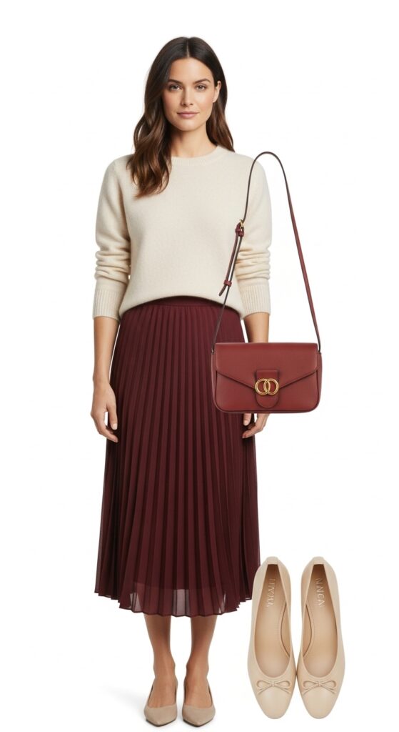 Museum Day Elegance Midi Skirt & Cashmere Sweater