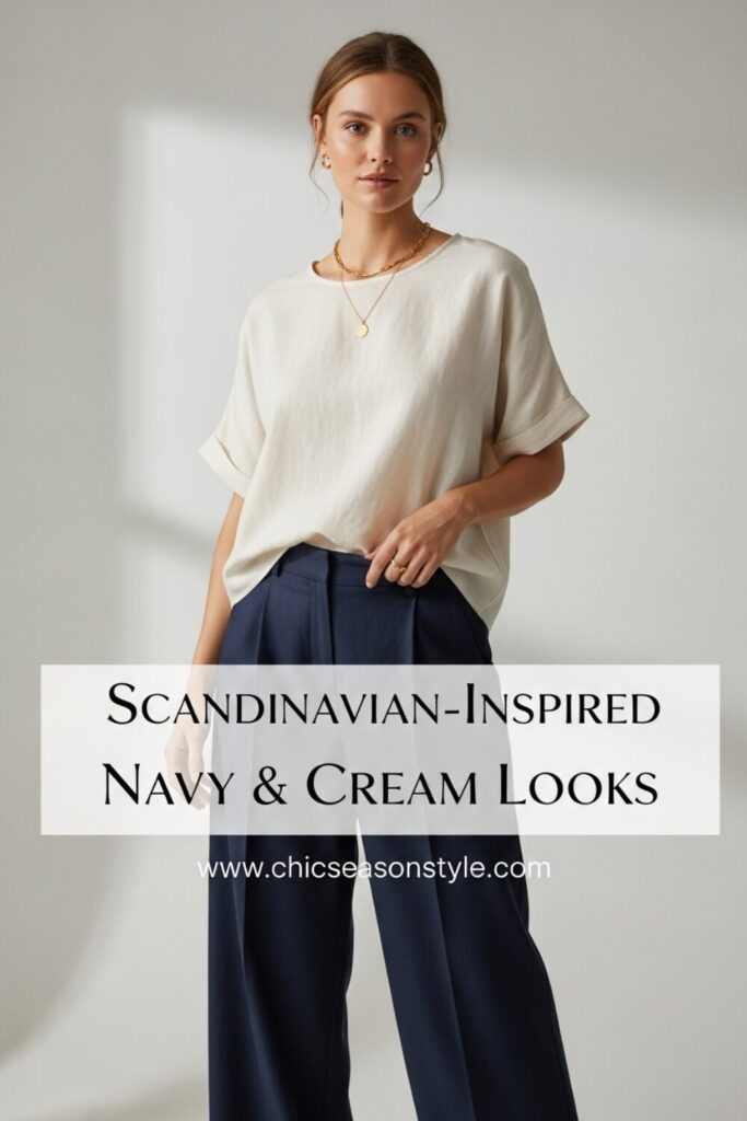 Navy and Cream Outfits for Timeless Elegance with Chic Season Style 1 Navy & Cream Outfits Inspired by Scandinavian Minimalism