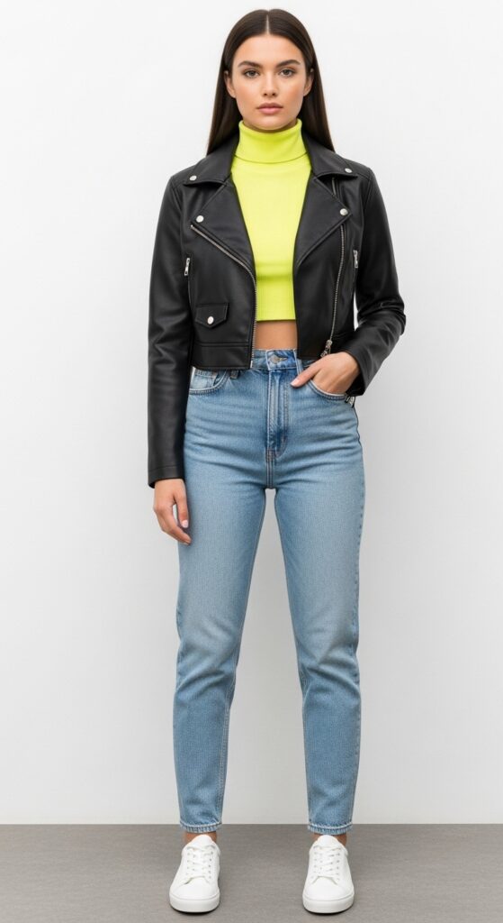 17 Stylish Leather Jacket Outfits That Will Turn Heads 4 Neon Pop