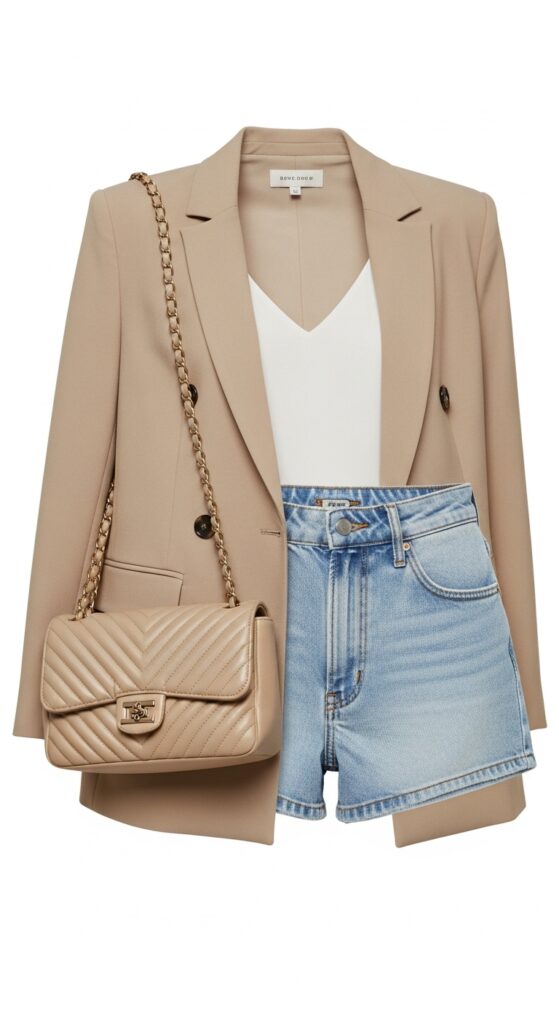 21 Stylish Denim Shorts Outfit Ideas 18 Neutral Chic