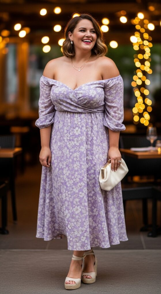 Off-Shoulder Midi Dress