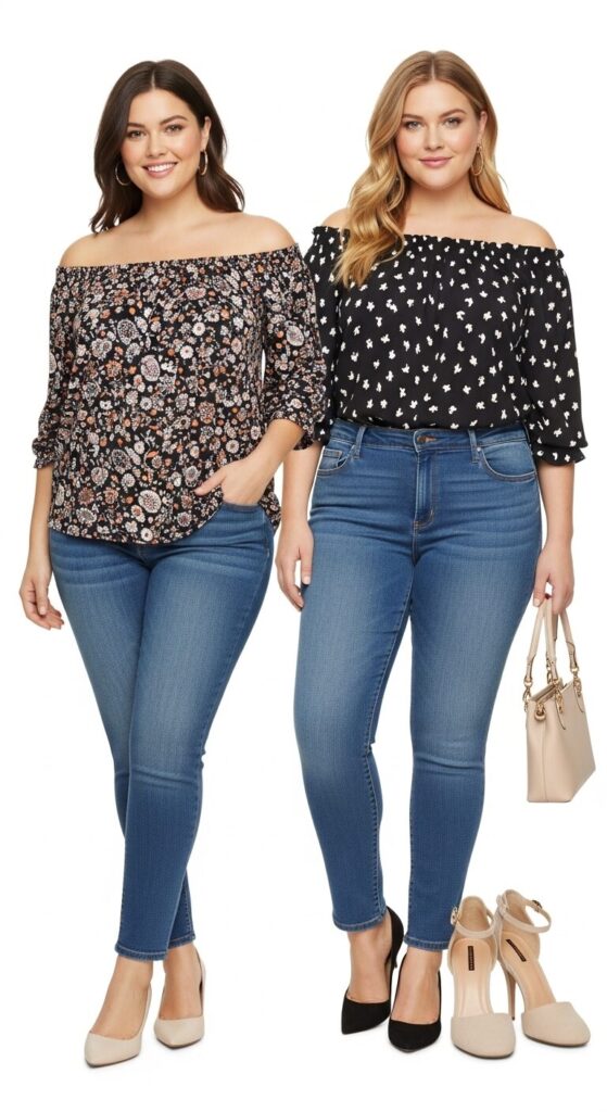 Off-the-Shoulder Top & Skinny Jeans