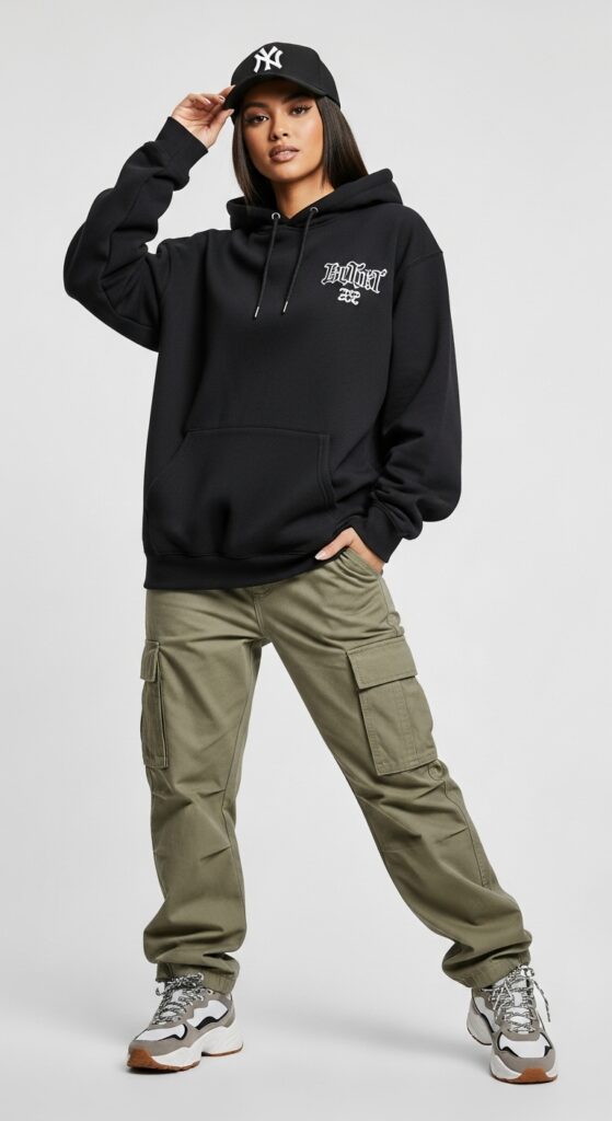 10 Rap Concert Outfit Ideas to Look Fly and Stylish 3 Oversized Hoodie and Cargo Pants