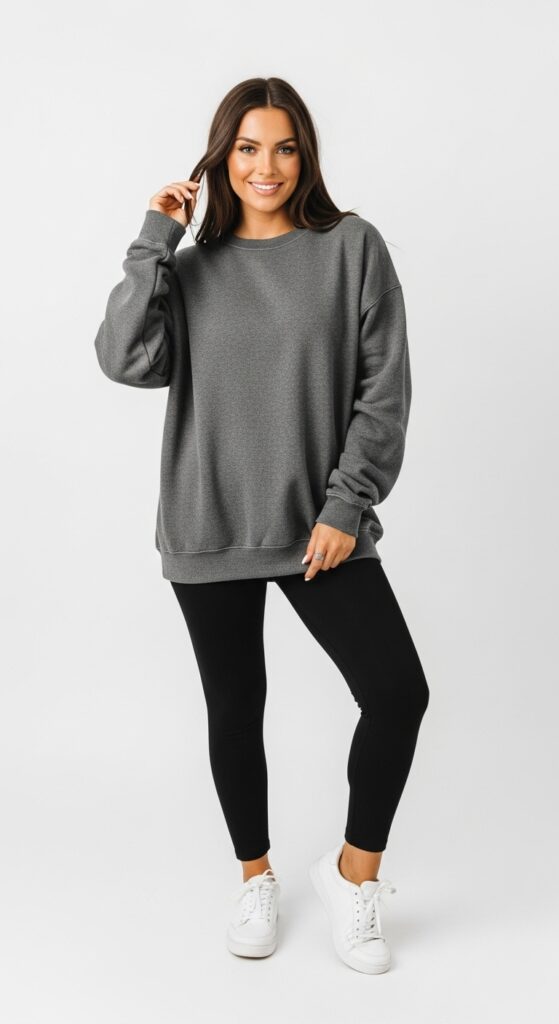 18 Stylish Sweatshirt Outfits to Elevate Your Everyday Look 3 Oversized Sweatshirt and Leggings