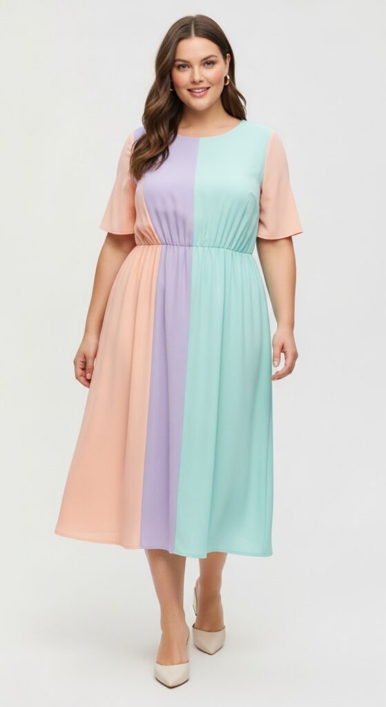 12 Chic Plus-Size Easter Outfits That Will Have You Feeling Fabulous 4 Pastel Midi Dress Soft and Elegant
