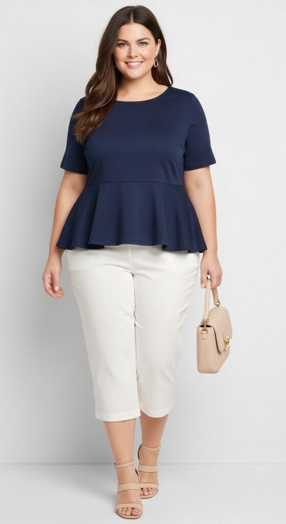 11 Essential Plus Size Spring Outfits to Try This Year 9 Peplum Top & Cropped Pants