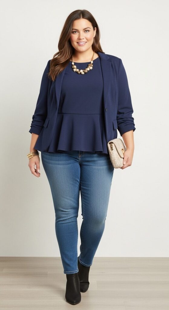 Peplum Top & Slim Fit Jeans
