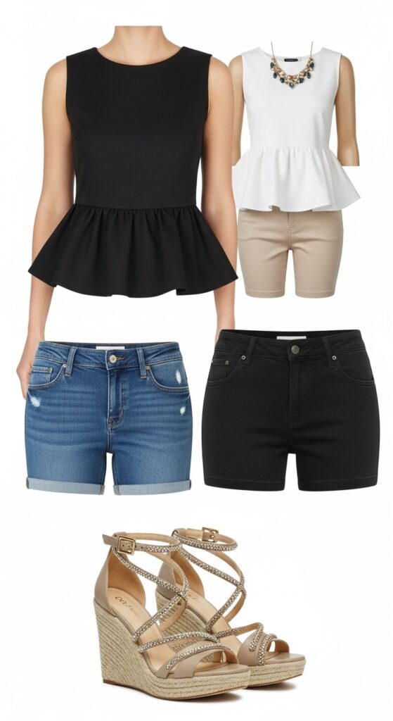 20 Stylish Biker Shorts Outfits That'll Make You Feel Effortlessly Chic 22 Peplum Top and Biker Shorts