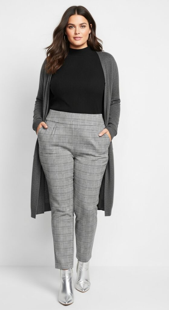24 Plus Size Winter Business Casual Outfits: Work & Office 12 Plaid Pants Party