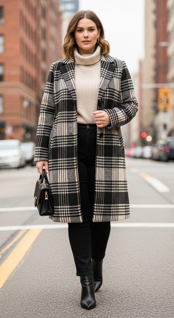 Plaid Patterned Coat